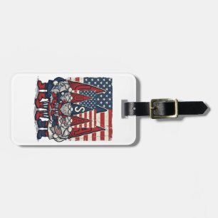 Patriotic USA Gnome Trio Vintage Vector Design_1 Luggage Tag