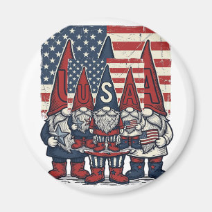 Patriotic USA Gnome Trio Vintage Vector Design_1 Magnet
