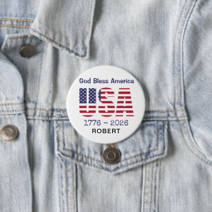 Patriotic USA God Bless America 3-in Round Button