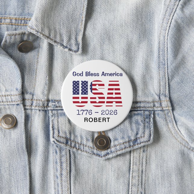 Patriotic USA God Bless America 3-in Round Button (In Situ)