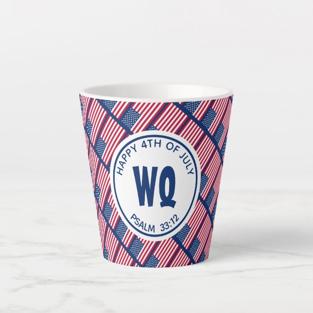 Patriotic USA | Happy 4th of July | American Flag Latte Mug (Front)