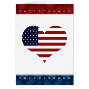 Patriotic USA Heart Blank Card