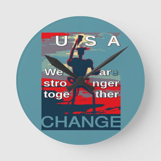 Patriotic USA Hope Graphic Art Print Design Round Clock (Front)