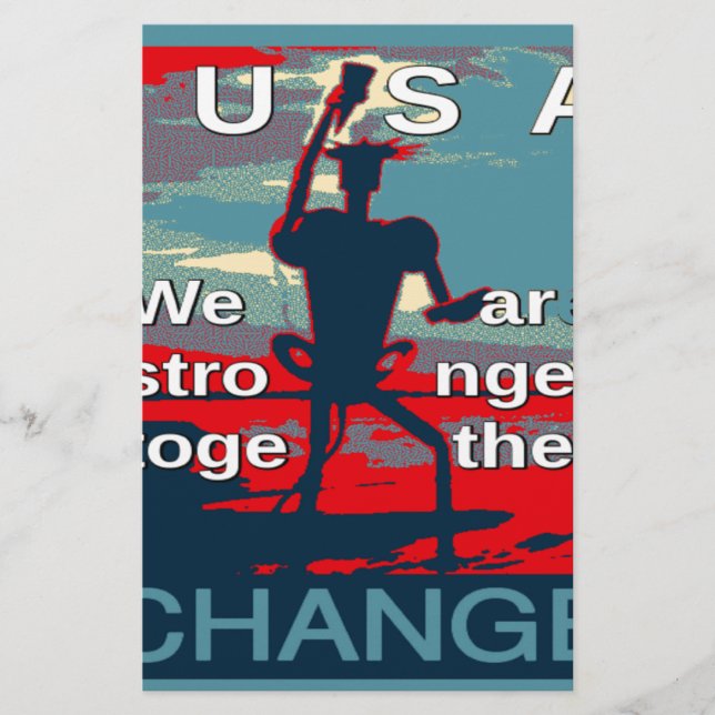 Patriotic USA Hope Graphic Art Print Design Stationery (Front)