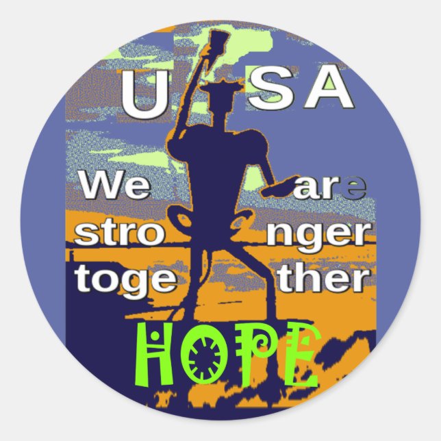 Patriotic USA Hope Graphic Classic Round Sticker (Front)