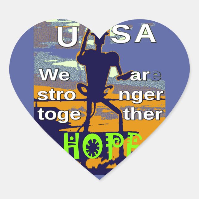 Patriotic USA Hope Graphic Heart Sticker (Front)