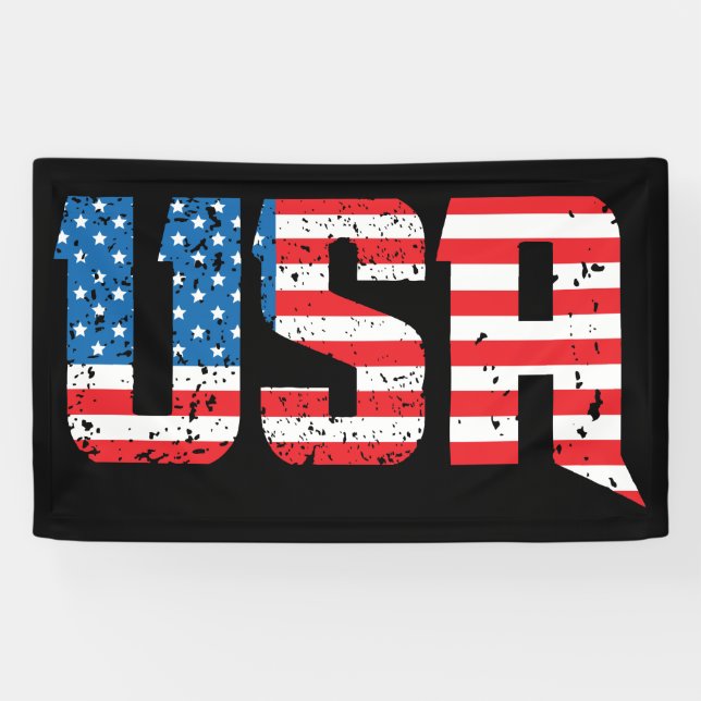 Patriotic USA in Red, White, and Blue Banner (Horizontal)