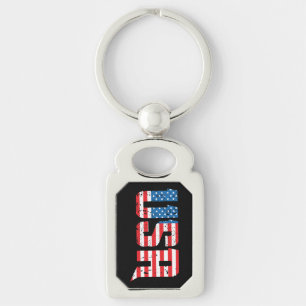 Patriotic USA in Red, White, and Blue Key Ring