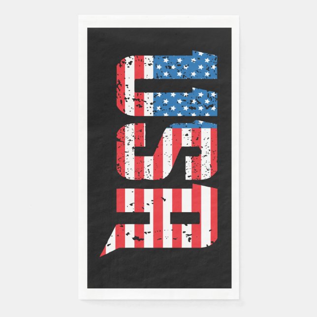 Patriotic USA in Red, White, and Blue Napkin (Front)