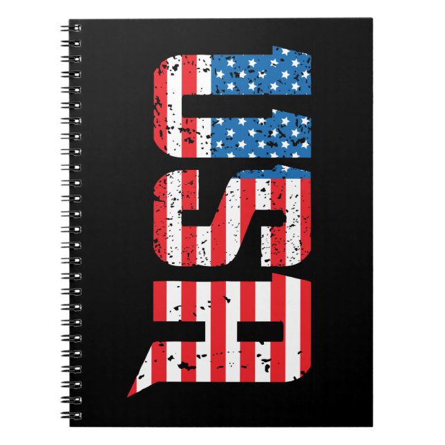 Patriotic USA in Red, White, and Blue Notebook (Front)