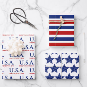 Patriotic USA Independence Day Wrapping Paper Sheet