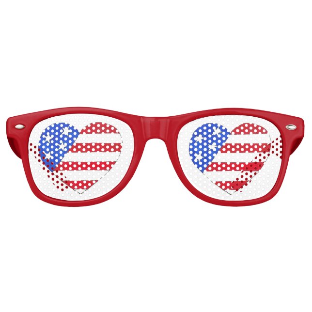 Patriotic USA July 4th American Flag Heart Shades (Front)