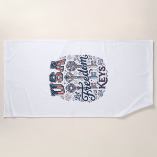 Patriotic USA Let Freedom Keys Vector Shirt Design Beach Towel
