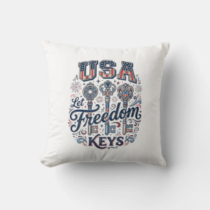 Patriotic USA Let Freedom Keys Vector Shirt Design Cushion