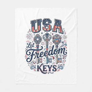 Patriotic USA Let Freedom Keys Vector Shirt Design Fleece Blanket