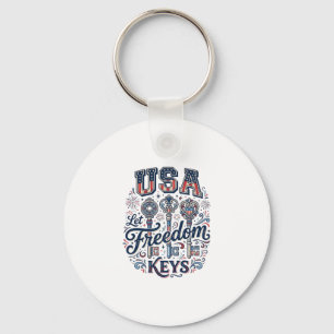 Patriotic USA Let Freedom Keys Vector Shirt Design Key Ring