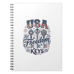 Patriotic USA Let Freedom Keys Vector Shirt Design Notebook