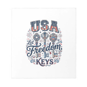 Patriotic USA Let Freedom Keys Vector Shirt Design Notepad