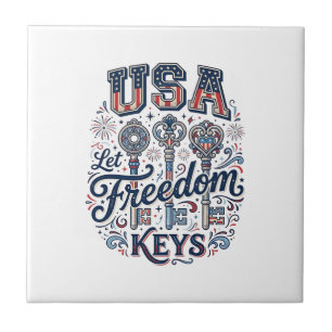 Patriotic USA Let Freedom Keys Vector Shirt Design Tile