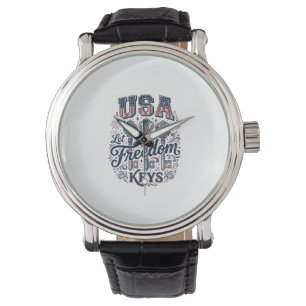 Patriotic USA Let Freedom Keys Vector Shirt Design Watch