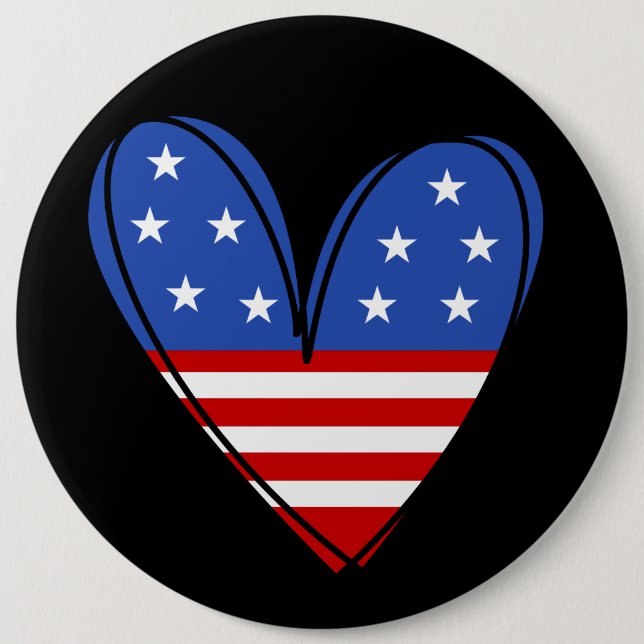 Patriotic USA Love Heart  6 Cm Round Badge (Front)