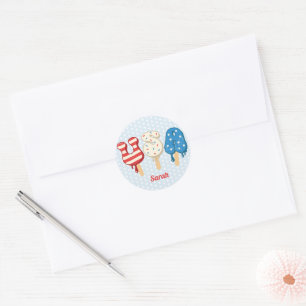 Patriotic USA Love Popsicle  Classic Round Sticker