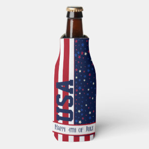 Patriotic USA Party Celebration Happy 4th of July Bottle Cooler