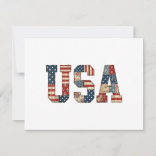 Patriotic USA Patchwork Vintage Americana Quilt 4t Save The Date