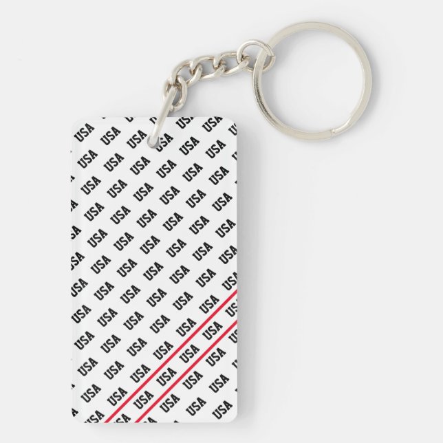 Patriotic USA Pattern Olympic Team Sports Fun Key Ring (Back)