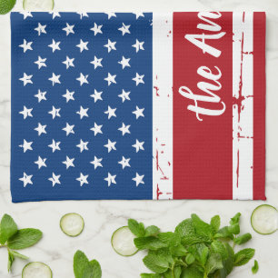 Patriotic USA Personalised Name American Flag Tea Towel