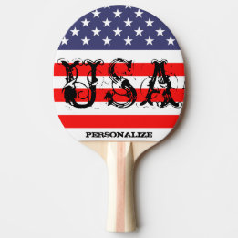 Patriotic USA ping pong paddle with American flag