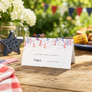 Patriotic USA red blue party Place Card