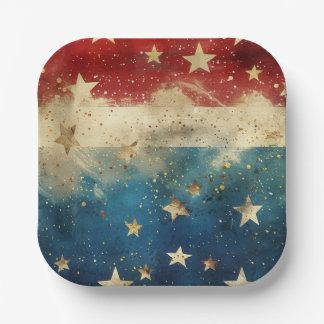 Patriotic USA Red White and Blue Paper Plates