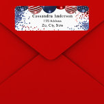 Patriotic USA red white blue flag return address<br><div class="desc">White background. Decorated with patriotic coloured  balloons in red blue and white. Blue and red sparkles. Personalise and add your name and return address.</div>