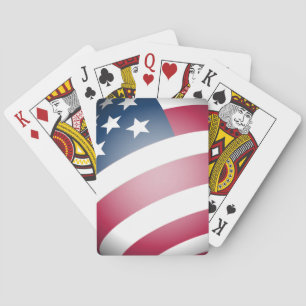 Patriotic USA Red White, Blue Flag Stripes, Stars Playing Cards