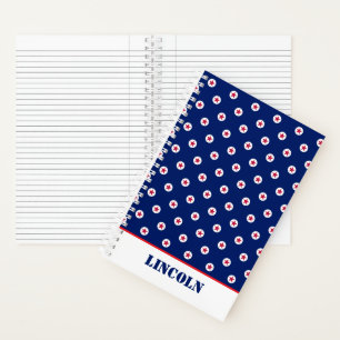 Patriotic USA Red White Blue Stars NAME America Notebook