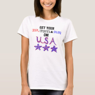 Patriotic USA Red White Blue Stars T-Shirt