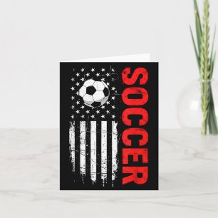 Patriotic usa soccer ball distressed american flag card