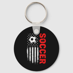Patriotic usa soccer ball distressed american flag key ring