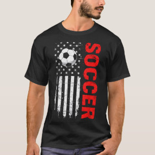Patriotic usa soccer ball distressed american flag T-Shirt
