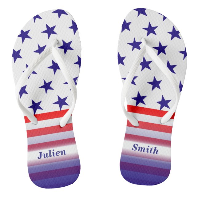 Patriotic USA Stars and Stripes Flip Flops (Footbed)