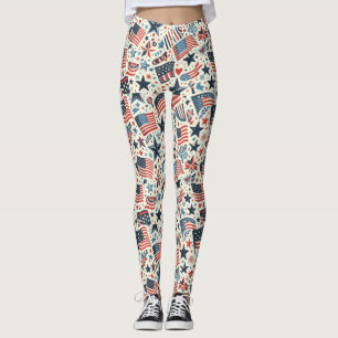 Patriotic USA Stars and Stripes Leggings