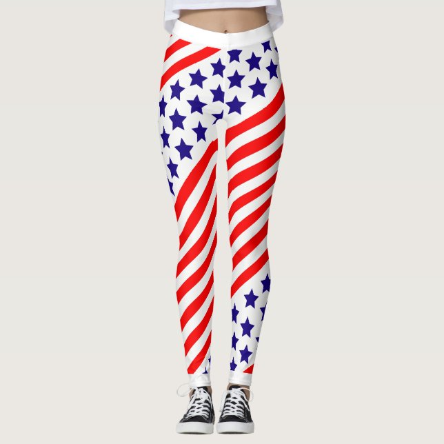 Patriotic USA Stars and Stripes Leggings (Front)