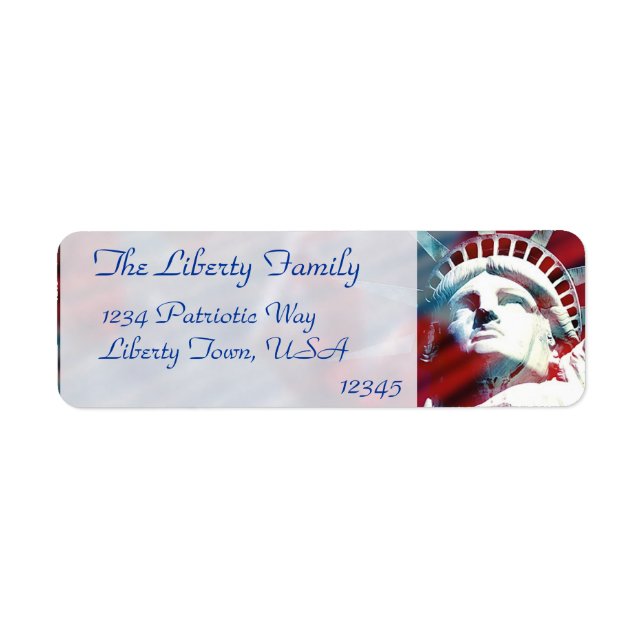Patriotic USA Statue of Liberty Flag Label (Front)