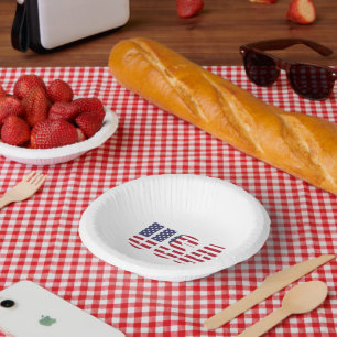 Patriotic USA Stencil July 4th Party Matching Paper Plate