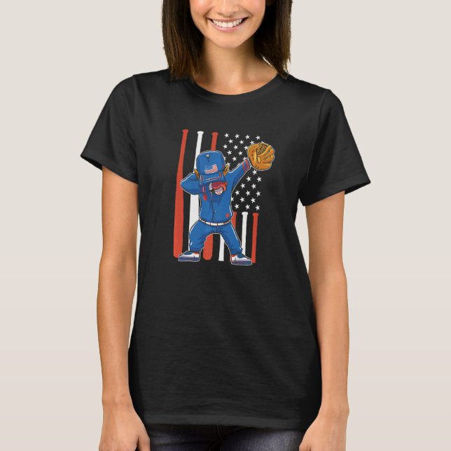 patriotic usa us flag dabbin' baseball player Prem T-Shirt (Front)