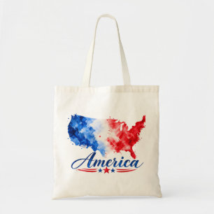 Patriotic USA Watercolor Map Tote Bag