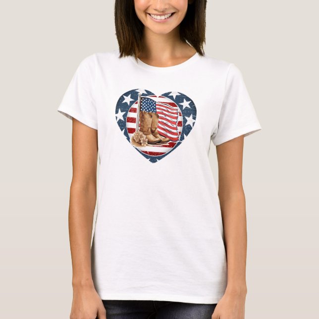 Patriotic USA Western Horse T-Shirt (Front)