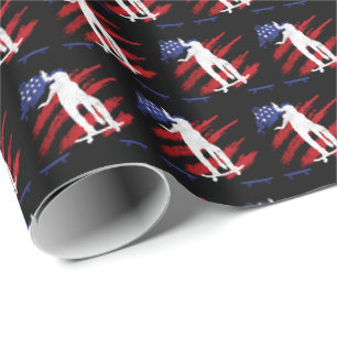 Patriotic USA Women's Skateboarding Wrapping Paper