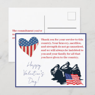 Patriotic Valentines Day Military Soldier Army Holiday Postcard